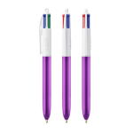 Caneta de plástico com acabamento metálico e tinta de 4 cores BIC® cor roxo