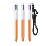 Caneta plástico com acabamento metálico e tinta de 4 cores Shine BIC® cor cor-de-laranja