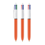 Caneta de plástico com escrita fina de 0,8 mm e 4 cores de tinta BIC® cor cor-de-laranja