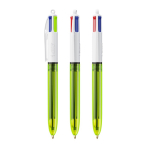 Esferográfica de plástico com marcador fino e tinta 4 cores Fluo BIC® cor verde-lima transparente