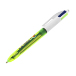 Esferográfica de plástico com marcador fino e tinta 4 cores Fluo BIC® cor verde-lima transparente