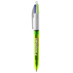 Esferográfica de plástico com marcador fino e tinta 4 cores Fluo BIC® cor verde-lima transparente