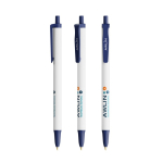 Caneta plástico reciclado com boa área de impressão e tinta preta BIC® cor azul-marinho