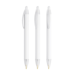 Caneta BIC® de plástico reciclado com corpo largo e tinta azul cor branco transparente
