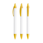 Caneta BIC® de plástico reciclado com corpo largo e tinta azul cor amarelo transparente