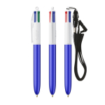 Caneta de plástico com fita para pendurar e tinta de 4 cores BIC® cor azul