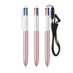 Caneta de plástico com fita para pendurar e tinta de 4 cores BIC® cor cor-de-rosa