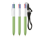 Caneta de plástico com fita para pendurar e tinta de 4 cores BIC® cor verde maçã