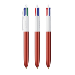 Esferográfica de plástico estilo glacê com tinta em 4 cores BIC® cor vermelho