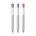 Esferográfica de plástico estilo glacê com tinta em 4 cores BIC® cor prateado