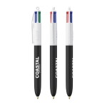 Esferográfica de plástico com toque suave e tinta de 4 cores BIC® cor branco/preto