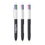 Caneta de plástico efeito madeira fabricada na UE com 4 tintas BIC® cor preto