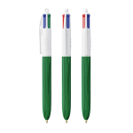 Caneta de plástico efeito madeira fabricada na UE com 4 tintas BIC® cor verde
