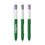 Caneta de plástico efeito madeira fabricada na UE com 4 tintas BIC® cor verde