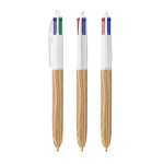 Caneta de plástico efeito madeira fabricada na UE com 4 tintas BIC® cor madeira