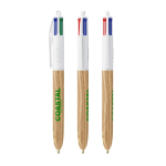 Caneta de plástico efeito madeira fabricada na UE com 4 tintas BIC® cor madeira