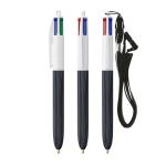 Esferográfica de plástico com efeito madeira e tinta de 4 cores BIC® cor preto