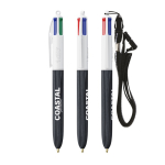 Esferográfica de plástico com efeito madeira e tinta de 4 cores BIC® cor preto