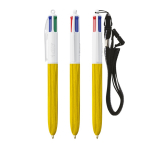 Esferográfica de plástico com efeito madeira e tinta de 4 cores BIC® cor amarelo