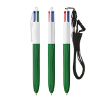Esferográfica de plástico com efeito madeira e tinta de 4 cores BIC® cor verde