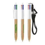 Esferográfica de plástico com efeito madeira e tinta de 4 cores BIC® cor madeira
