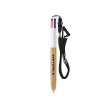 Esferográfica de plástico com efeito madeira e tinta de 4 cores BIC® vista principal