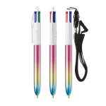 Caneta de plástico com efeito degradé metálico e tinta de 4 cores BIC® cor multicolor