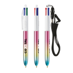 Caneta de plástico com efeito degradé metálico e tinta de 4 cores BIC® cor multicolor
