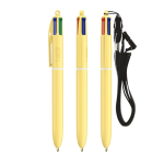 Caneta de plástico em tons pastel com fita e tinta de 4 cores BIC® cor amarelo pastel