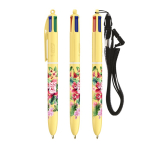 Caneta de plástico em tons pastel com fita e tinta de 4 cores BIC® cor amarelo pastel