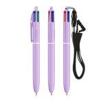 Caneta de plástico em tons pastel com fita e tinta de 4 cores BIC® cor lilás