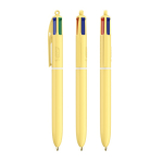 Caneta de plástico com acabamento pastel e tinta de 4 cores BIC® cor amarelo pastel