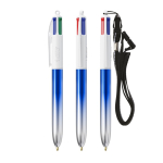 Esferográfica de plástico bicolor metalizada com tinta de 4 cores BIC® cor azul