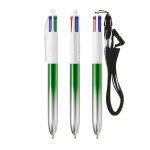 Esferográfica de plástico bicolor metalizada com tinta de 4 cores BIC® cor verde