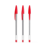Caneta clássica plástico transparente com tinta vermelha BIC® Cristal® cor vermelho
