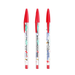 Caneta clássica plástico transparente com tinta vermelha BIC® Cristal® cor vermelho
