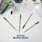 Caneta clássica de plástico transparente com tinta azul BIC® Cristal®