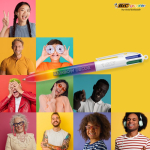 Esferográfica de plástico estilo arco-íris com tinta de 4 cores BIC®