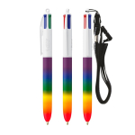 Caneta de plástico cores arco-íris com fita e 4 cores de tinta BIC® cor multicolor