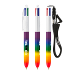 Caneta de plástico cores arco-íris com fita e 4 cores de tinta BIC® cor multicolor