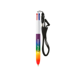 Caneta de plástico cores arco-íris com fita e 4 cores de tinta BIC® vista principal
