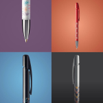 Caneta plástico recarregável com mecanismo de clique e tinta azul BIC®