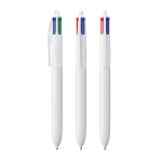 Caneta de plástico reciclado fabricada na UE com tinta de 4 cores BIC® cor branco