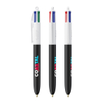 Caneta de plástico reciclado fabricada na UE com tinta de 4 cores BIC® cor branco