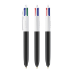 Caneta de plástico reciclado fabricada na UE com tinta de 4 cores BIC® cor branco/preto
