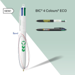 Caneta de plástico reciclado fabricada na UE com tinta de 4 cores BIC®