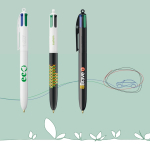 Caneta de plástico reciclado fabricada na UE com tinta de 4 cores BIC®