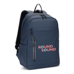 Mochila em pele sintética com fechos impermeáveis para PC 16'' cor azul imagem com logo