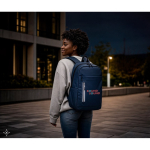 Mochila em pele sintética com fechos impermeáveis para PC 16'' primeira vista