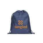 Mochila de cordões média em TNT com fecho termosselado 60 g/m² cor azul imagem com logo